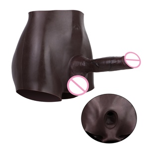 S8514HY Long Hollow <b>Dildo</b> Black Silicone Penis Pants Realistic Cock Enlarger with Soft Penis Extender Sex Toy for Man Gay Couple - Product Image 2