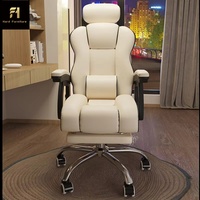 Mobilier de Bureau Blanc Élégant, Chaise de Bureau Pivotante Réglable à Dossier Haut en Cuir Noir de Luxe Moderne Avec Roulettes