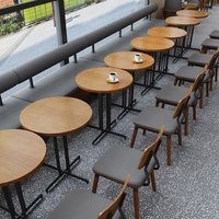 Ensembles de tables et chaises en bois massif de style nordique pour restaurants, cafés, pâtisseries, avec banquettes pour salons de thé et hôtels