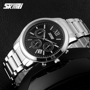 Reloj de cuarzo SKMEI para hombre, reloj de pulsera informal de negocios con correa de acero inoxidable, indicador de fecha, números romanos, reloj resistente al agua - Product Image 2