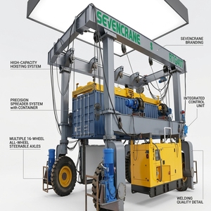 Grúa RTG de 50t para Trabajo Pesado, 22m, para Carga de Contenedores, con Motor y Caja de Cambios, Control Remoto Inalámbrico - Product Image 1