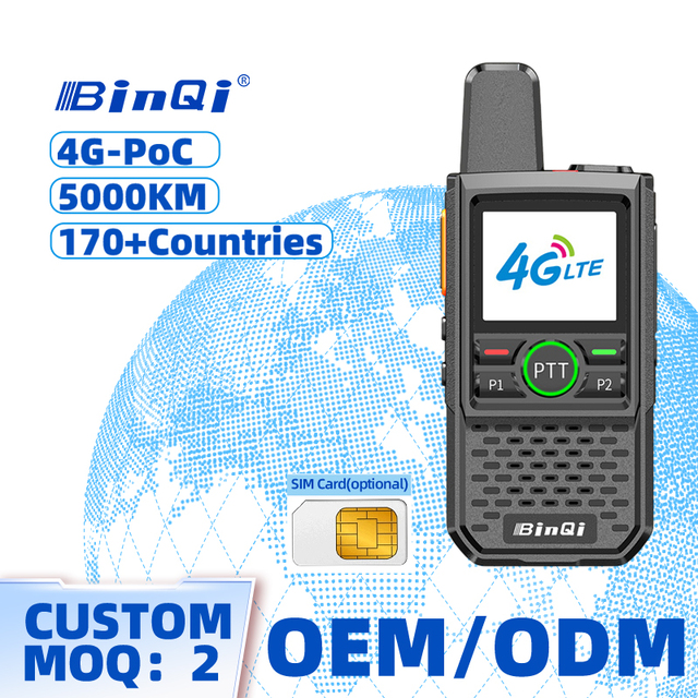 BinQi V6 Portable Mini 4G POC Radio Handheld Walkie Talkie Lightweight Two Way Communication Device Custom Design
