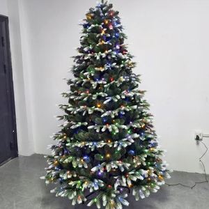 Árbol de Navidad Grande de 8 pies para Interiores, con Bisagras, Preiluminado con LED Multicolor, de Doble Color, de PE Completo, Giratorio - Product Image 2