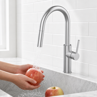 Robinet de cuisine monocommande à montage sur plan, à bec haut extractible et pivotant à 360°, thermostatique, avec cartouche céramique, style classique et moderne, flexible, pour hôtel