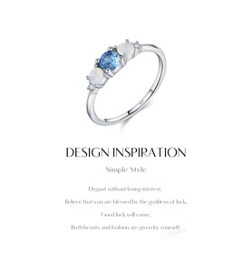 S925 <b>Silver</b> Classic Three Stone <b>Ring</b> Blue Topaz <b>Opal</b> Prong Setting Classic emerald cut diamond women's <b>ring</b> Engagement Jewelry - Product Image 6