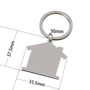 DIY Laser Logo Text Metal Keyring UV Printing House Shape Blank Stainless Steel Keychain - Product Image 2