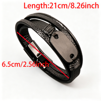 Bracelet multi-couches pour homme avec croix de Jésus, fermoir magnétique, bijou religieux chrétien vintage, cadeau