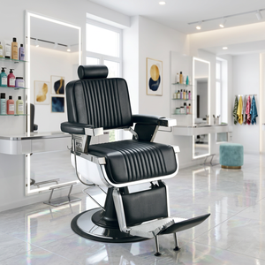 High Quality Adjustable Seat Height Barber <b>Chairs</b> Plating Plate Hair Cutting Salon <b>Chair</b> Wholesale Custom <b>Black</b> Modern - Product Image 1