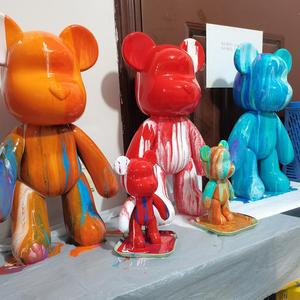 Creative DIY Handmade Resin Bear Figurine Sculpture Kit for Home Decoration Hand-painted Animal Art Christmas Craft