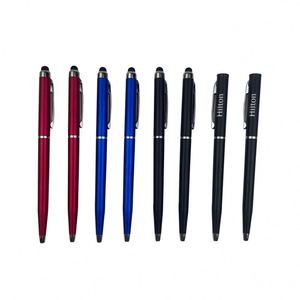 Stylo bille publicitaire personnalisé avec logo, en métal et plastique, pour hôtel, avec stylet - Product Image 1