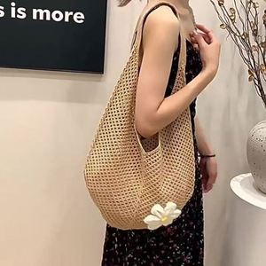Nuevas Bolsas de Hombro Tejidas Caladas con Diseño Floral para Mujer, Bolsos Grandes de Playa para Vacaciones y Compras - Product Image 2