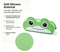 Trousse à crayons en silicone grenouille de dessin animé, facile à nettoyer, pochette souple en silicone pour enfants et étudiants, étui scolaire pour stylos