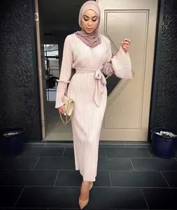 Vestido abaya feminino, vestido com cinto, roupa islâmica tradicional de estilo hijab ramadã 2022
