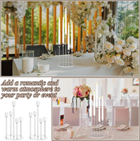 Chandelier en acrylique, pièce maîtresse transparente, bougeoir à 5 bras, en vrac, pour mariage, 1 ensemble