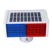 Lampe clignotante à LED à énergie solaire double face Prix d'usine 2 groupes de lumière stroboscopique solaire en plastique rouge bleu