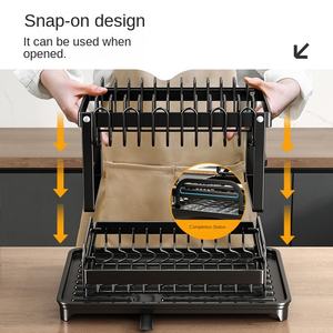 رف تخزين معدني للمطبخ من طبقة واحدة عابر للحدود سهل التركيب حوض قابل للطي سلة أطباق ورف أطباق - Product Image 3