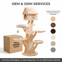 Arbre à chat moderne de luxe en bois avec capsule spatiale, multi-niveaux, style nordique minimaliste, OEM/ODM