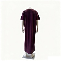 Qamis Koshibo pour homme, longueur au sol, col court, manches courtes, respirant, léger, infroissable, brodé, modeste, personnalisé