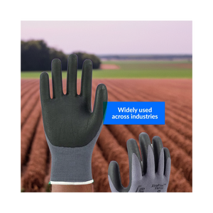 อุปกรณ์ป้องกันความปลอดภัย FNP02ถุงมือยางไนไตรล์ทนทานต่อการกระแทกที่หน้าจอสัมผัสและป้องกันการลื่นสำหรับงานบ่อน้ำมัน-สีดำ - Product Image 1
