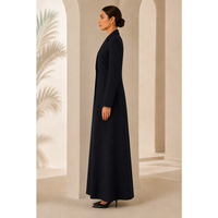 Blazer Abaya en Tissu Crêpe Noir, Modeste, Islamique, Structuré, Manteau Long, Fabrication OEM de Haute Qualité