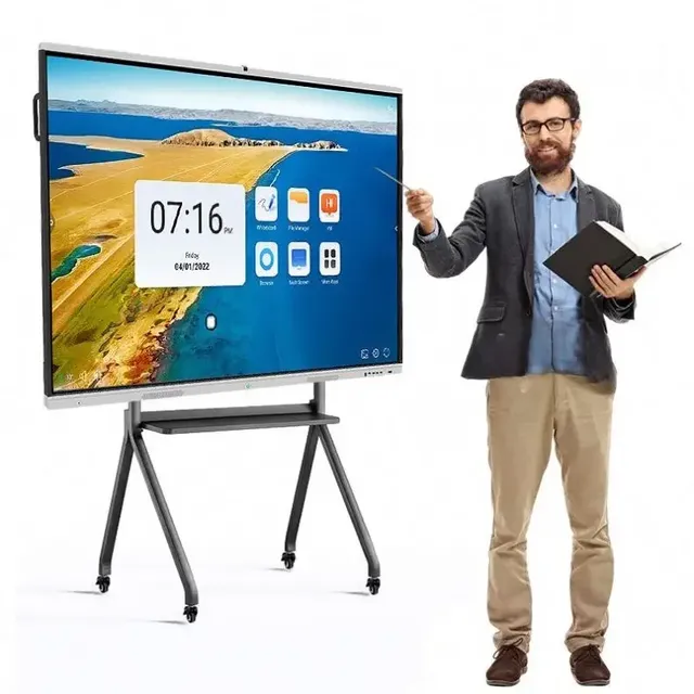 86 Inch Touch Screen 4K Resolution Electronic Whiteboard with Wireless for Interactive Teaching Wall Mounted School Use