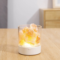 Lampe à sel décorative Veilleuse à chargement LED Lampe à sel en pierre naturelle Lampe à sel en cristal de l'Himalaya pour la maison et les cadeaux