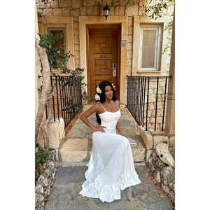 Robe d'été blanche sexy à nouer avec fermeture éclair décorative, design élégant et personnalisé pour les journées, les vacances, les clubs, taille XS (ODM) - Product Image 3