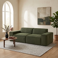 Canapé modulable convertible en tissu capitonné 3 places, sectionnel d'angle sans cadre, compressé sous vide pour appartement