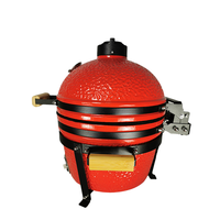 Barbecue argentin 16 pouces en céramique rouge en forme de Kamado avec rôtissoire sur table pour la cuisson de kebab