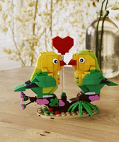 Bloques de Construcción Educativos Personalizados, Lindos Mini Loros Enamorados, 50 Piezas, Rompecabezas de Animales de Plástico ABS, Juguete de Ladrillos para Niños