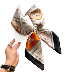 Nouveau foulard carré en soie artificielle de 70 cm, foulard pour femmes, accessoire polyvalent, ruban rouge pour cheveux, bandeau pour cheveux - Product Image 5