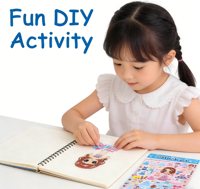 ZKJ Autocollants de scrapbooking Famille de poupées de dessin animé, décorations stéréo mignonnes pour carnet de notes, kit de matériel DIY pour enfants