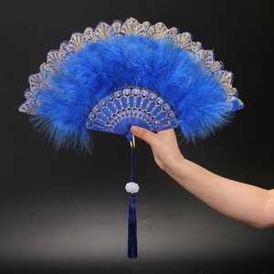 Éventail <span class=keywords><strong>de</strong></span> Soirée Chinois Vintage Années 20 Charleston, Éventail à Main pour Femme, Plumes Brodé Pliant - Product Image 6