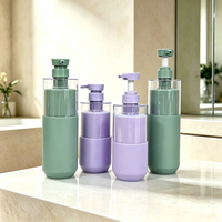 Bouteille pompe vide en plastique PP avec distributeur, double couche, rechargeable, pour cosmétiques et lotions, écologique, pour gel douche
