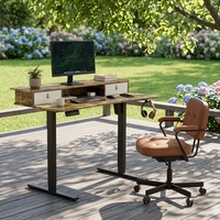Bureau assis-debout moderne à moteur unique, ergonomique, durable, avec tiroirs en acier réglables, mobilier de bureau commercial