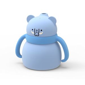 Gobelet à collation pour bébé avec double poignée, en silicone, avec paille intégrée pour l'eau et des motifs animaux, pour l'alimentation et la boisson, durable - Product Image 4