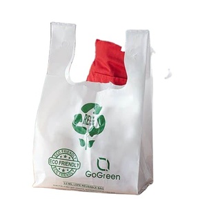Sac de courses en plastique biodégradable et compostable en amidon de maïs, personnalisable avec logo imprimé, pour supermarché et épicerie - Product Image 3