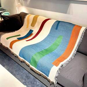 <span class=keywords><strong>Manta</strong></span> <span class=keywords><strong>tejida</strong></span> de algodón de doble cara con tapiz de borlas, chal, mantas decorativas multifunción para sofá, sillón, Camping - Product Image 2