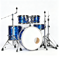 Batterie de percussion acoustique professionnelle en métal durable de 5 pièces avec jeu de cymbales lourdes et réglables et couleur personnalisée