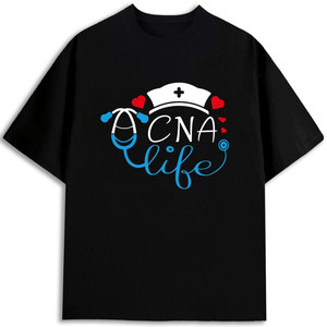 Camiseta de Uniforme de Enfermera Cna Life, 100% Algodón, Unisex, Cuello Redondo, Prenda de Hospital - Product Image 1