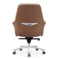 Chaise de bureau de direction moderne de luxe en cuir véritable, ergonomique, à dossier haut capitonné, pivotante, avec base en aluminium