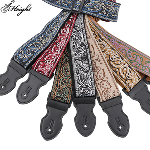 Correa de Guitarra Personalizada de Poliéster Ajustable con Patrón y Extremos de Cuero PU Negro para Guitarra Acústica y Bajo - Product Image 3