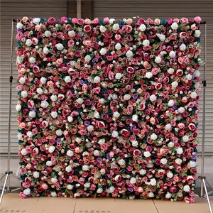SPR-ورق حائط صناعي من الحرير الصناعي للزفاف, ورق حائط بلاستيك أبيض ووردي ، خلفية مخصصة لحفلات الزفاف