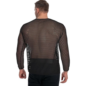 Camiseta Deportiva Ajustada, 100% Poliéster, Ligera, Transpirable, de Secado Rápido, Manga Larga, con Malla Transparente para Hombre - Product Image 3
