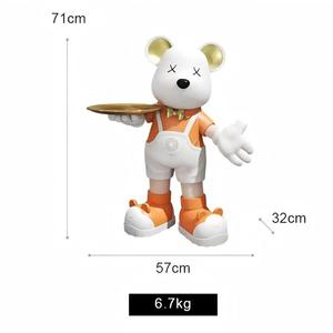 Büyük Reçine El Boyaması Melek Aşk Ayısı ve Ay Müzikal Heykel Premium Düğün Zemin Dekorasyonu - Product Image 3
