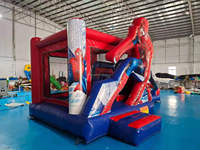 Château gonflable commercial extérieur en PVC effet marbre avec toboggan aquatique et piscine, combo pour enfants et adultes