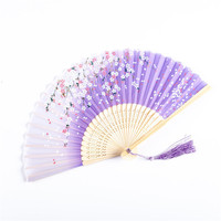 Éventail pliant en tissu HZ, style chinois, pour la danse estivale, style japonais ancien, rétro, classique, peint, pour l'exportation