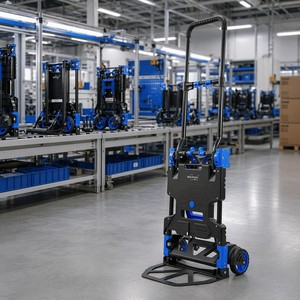 GLIWAY Wholesale <b>Foldable</b> Hand Truck Heavy Duty 4-Wheel Portable Platform <b>Trolley</b> Industrial Folding Luggage Cart for Warehouse - Product Image 6