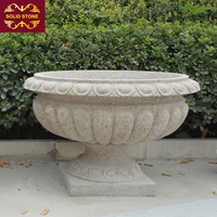Pot de fleurs en pierre en gros, sculpté à la main, prêt à être expédié, jardinière en marbre, pot de fleurs en granit