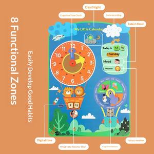 <span class=keywords><strong>Calendario</strong></span> de plástico educativo para niños de preescolar, tabla de pared con tarjetas adhesivas de clima, semana, hora, temporada y festividades - Product Image 3